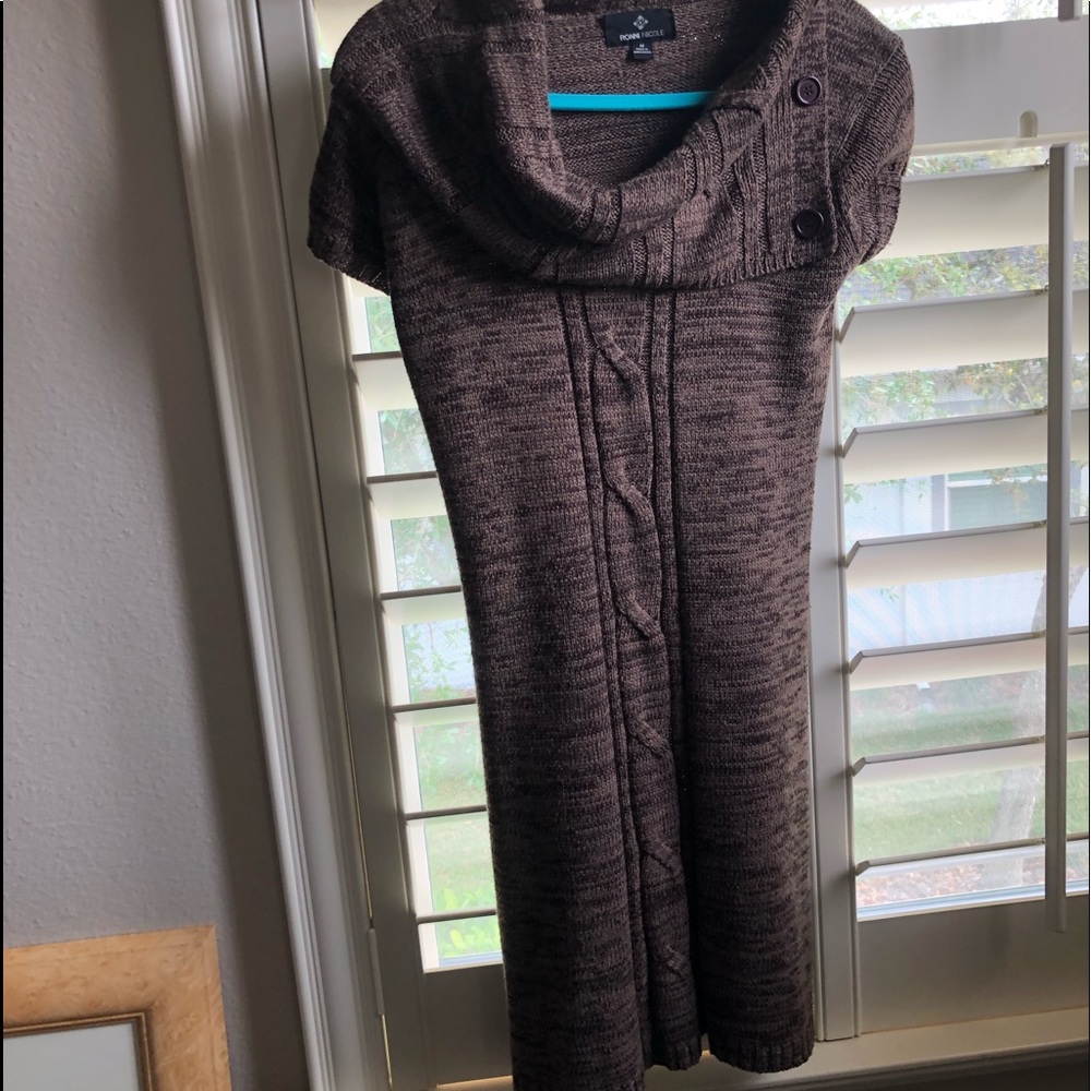 Brown Knit Sweater Dress